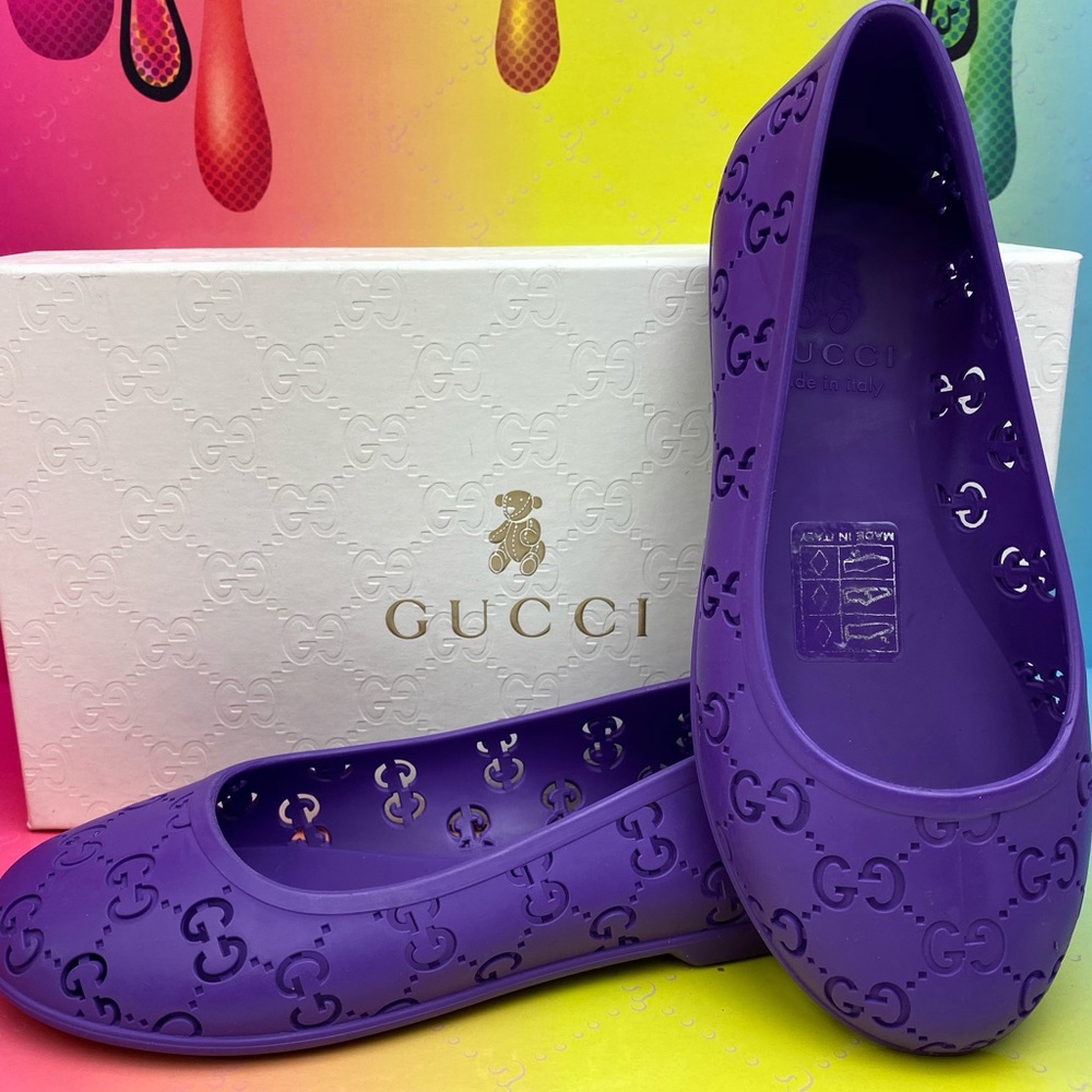 Gucci Purple Rubber Flats Sz 27
